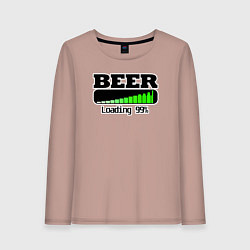 Лонгслив хлопковый женский Beer loading, цвет: пыльно-розовый