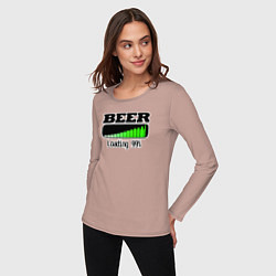 Лонгслив хлопковый женский Beer loading, цвет: пыльно-розовый — фото 2