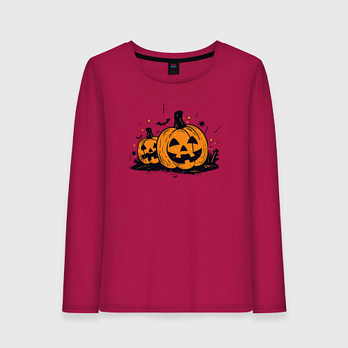 Женский лонгслив Pumpkins / Маджента – фото 1