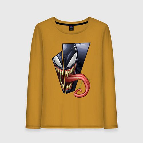 Женский лонгслив Venom with tongue sticking out / Горчичный – фото 1