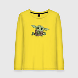 Лонгслив хлопковый женский Время перекуса, цвет: желтый