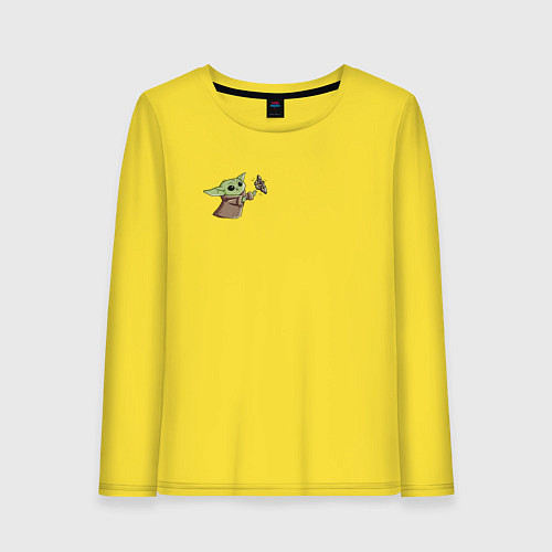 Женский лонгслив Малыш - Беби Йода / Желтый – фото 1