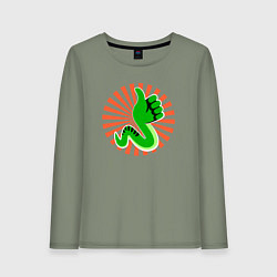 Лонгслив хлопковый женский Змея на позитиве, цвет: авокадо