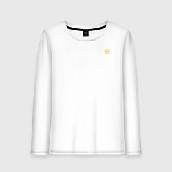 Лонгслив хлопковый женский Кто к нам с мечом придет герб желтый текст круглый, цвет: белый