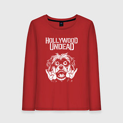 Лонгслив хлопковый женский Hollywood Undead rock dog, цвет: красный