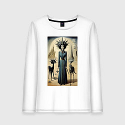 Лонгслив хлопковый женский Ведьма с похожей планеты - готика, цвет: белый
