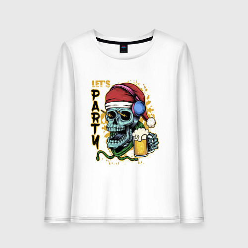 Женский лонгслив Skull Santa / Белый – фото 1