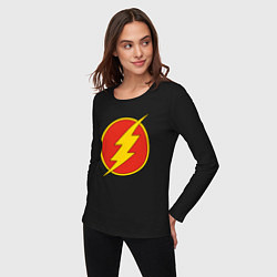 Лонгслив хлопковый женский Flash logo, цвет: черный — фото 2