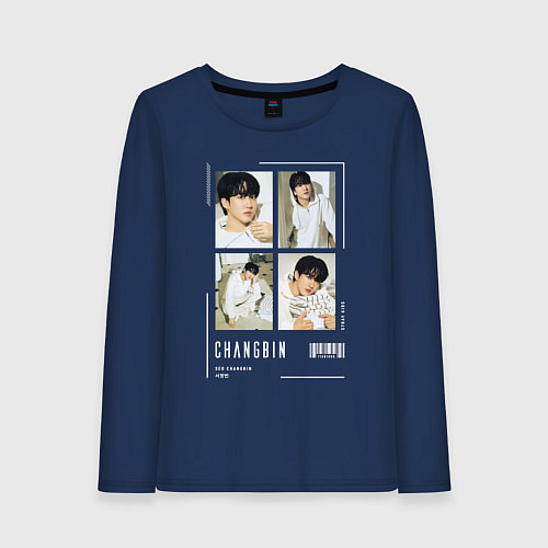 Женский лонгслив Changbin stray kids cute / Тёмно-синий – фото 1