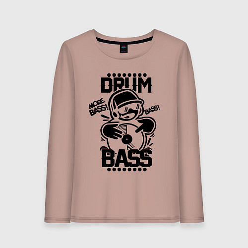 Женский лонгслив Drum n Bass: More Bass / Пыльно-розовый – фото 1