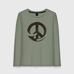 Лонгслив хлопковый женский Peace hugs, цвет: авокадо