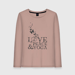 Лонгслив хлопковый женский Love peace yoga, цвет: пыльно-розовый