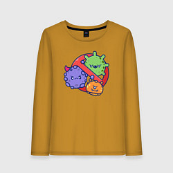 Лонгслив хлопковый женский Нет вирусам, цвет: горчичный