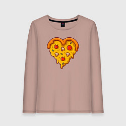 Лонгслив хлопковый женский Сердечная пицца, цвет: пыльно-розовый