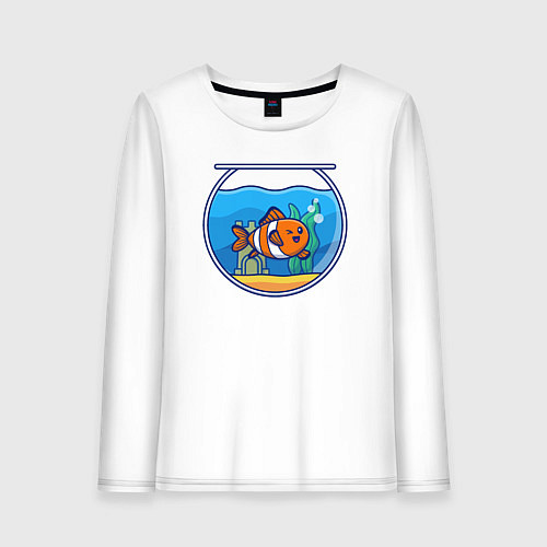 Женский лонгслив Рыбка в аквариуме / Белый – фото 1