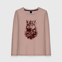 Лонгслив хлопковый женский Нарядная лиса, цвет: пыльно-розовый