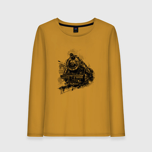 Женский лонгслив Прибытие паровоза / Горчичный – фото 1