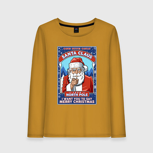 Женский лонгслив Santa Claus north pole / Горчичный – фото 1