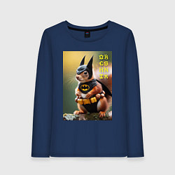 Лонгслив хлопковый женский Bat squirrel - oreshnik meme, цвет: тёмно-синий