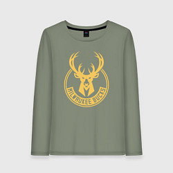 Лонгслив хлопковый женский NBA Milwaukee Bucks, цвет: авокадо