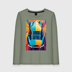 Лонгслив хлопковый женский Яркий ретро автомобиль, цвет: авокадо