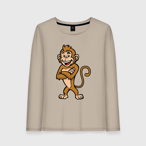 Женский лонгслив Позитивная мартышка / Миндальный – фото 1