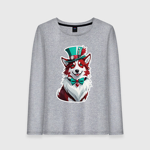 Женский лонгслив Колли в шляпе стимпанк / Меланж – фото 1