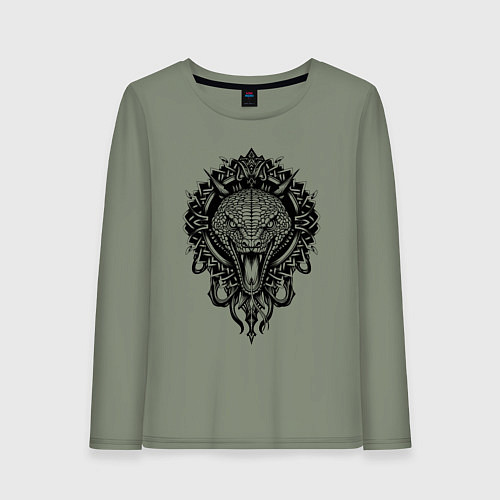 Женский лонгслив Графичная змея / Авокадо – фото 1