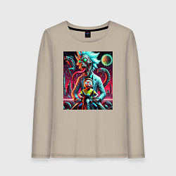 Лонгслив хлопковый женский Кошмарный сон Морти - нейроарт, цвет: миндальный