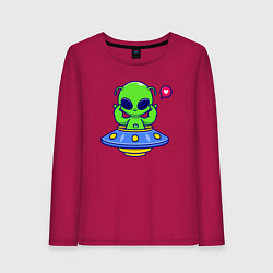 Лонгслив хлопковый женский Love alien, цвет: маджента