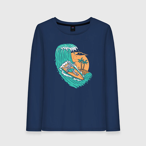 Женский лонгслив Пивной серфинг / Тёмно-синий – фото 1