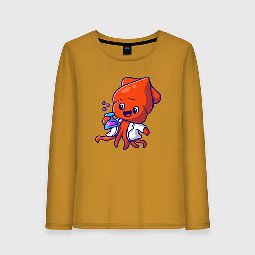 Женский лонгслив Химик осьминог / Горчичный – фото 1
