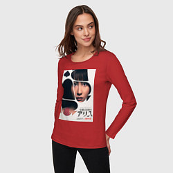 Лонгслив хлопковый женский Алиса в пограничье 2 Усаги, цвет: красный — фото 2