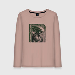Лонгслив хлопковый женский Гуманоидообразный ксеноморф, цвет: пыльно-розовый