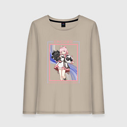 Лонгслив хлопковый женский Encore Woolycounting Game, цвет: миндальный