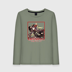 Лонгслив хлопковый женский Хозяйка бюро Ху Тао, цвет: авокадо