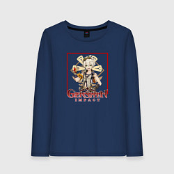 Лонгслив хлопковый женский Беннет, цвет: тёмно-синий