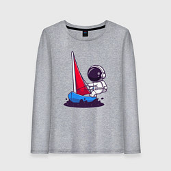 Лонгслив хлопковый женский Космонавт яхтсмен, цвет: меланж