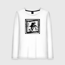 Лонгслив хлопковый женский Панк байк абстракция, цвет: белый