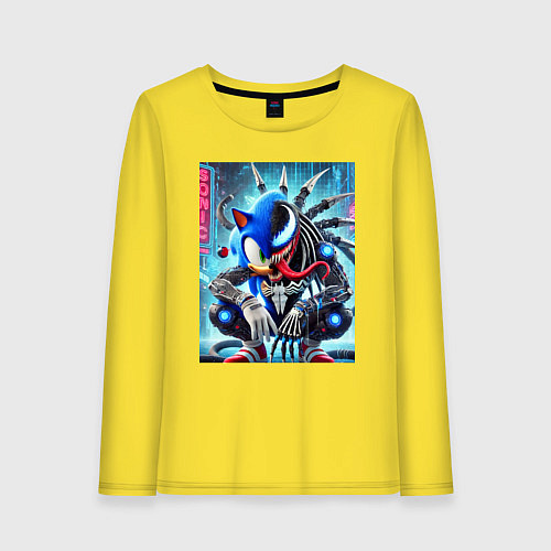 Женский лонгслив Sonic-Venom - ai art fantasy / Желтый – фото 1