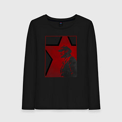 Лонгслив хлопковый женский Владимир Ильич Ленин, цвет: черный