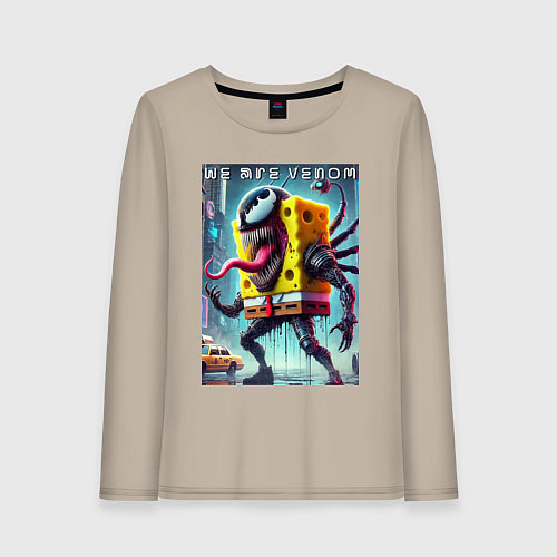 Женский лонгслив Bob-Venom - cyberpunk / Миндальный – фото 1