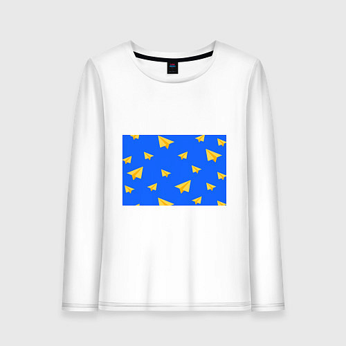 Женский лонгслив Желтый самолетик / Белый – фото 1