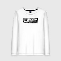 Лонгслив хлопковый женский Внедорожник, велосипед и горы - оффроад, цвет: белый