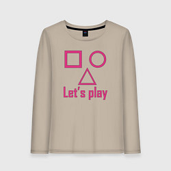 Лонгслив хлопковый женский Давай сыграем, цвет: миндальный