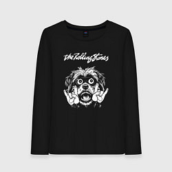 Лонгслив хлопковый женский Rolling Stones rock dog, цвет: черный