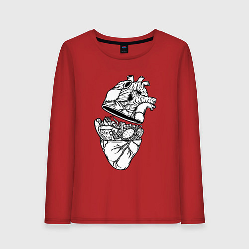 Женский лонгслив Сердце фастфуда / Красный – фото 1