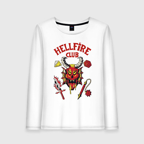 Женский лонгслив Stranger things - hellfire club / Белый – фото 1