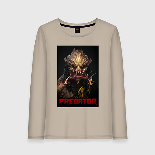 Женский лонгслив Хищник - рык / Миндальный – фото 1