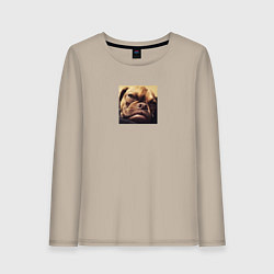 Лонгслив хлопковый женский Сердитый Песик, цвет: миндальный